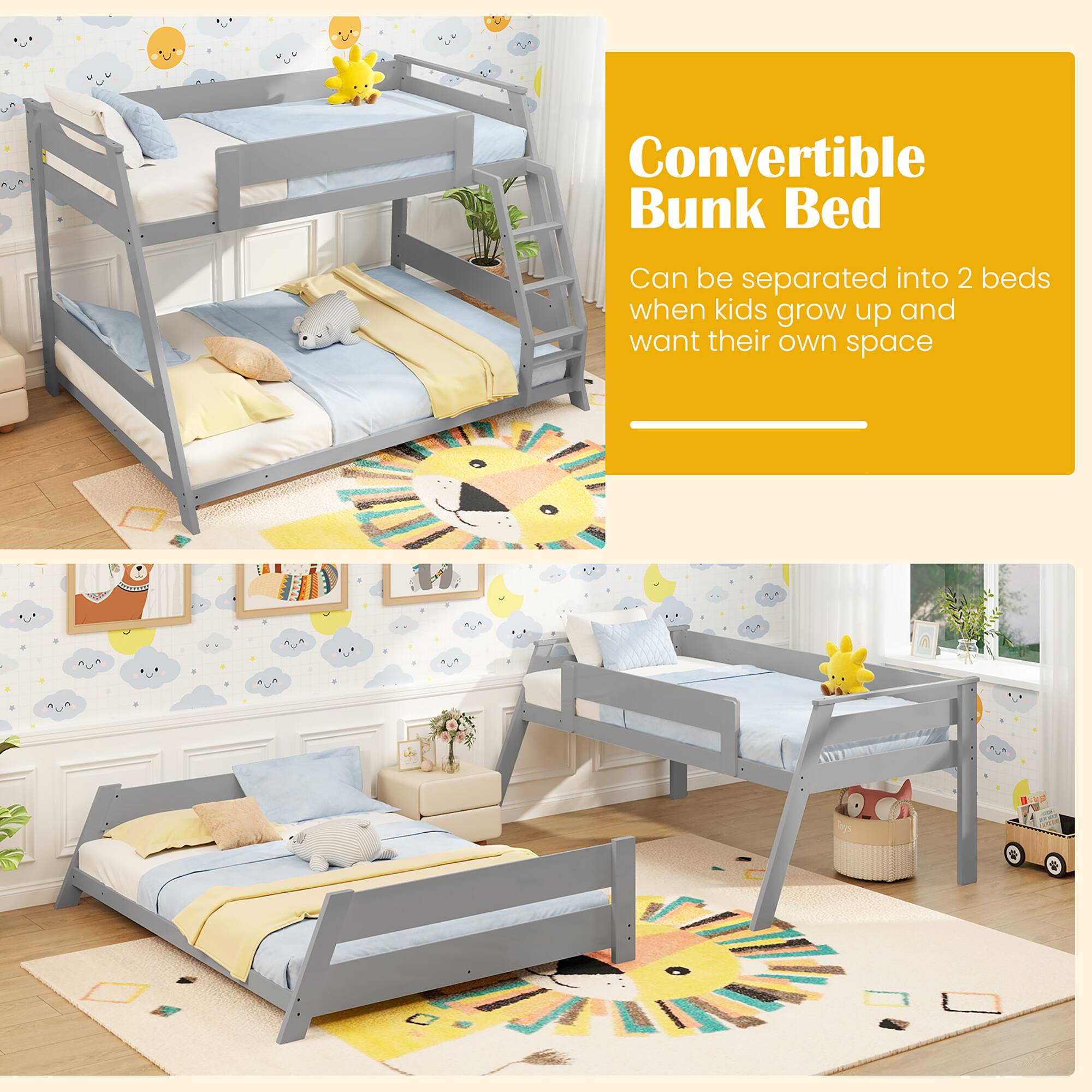 Convertible Bunk Bed

Can be separated into 2 beds when kids grow up and want their own space