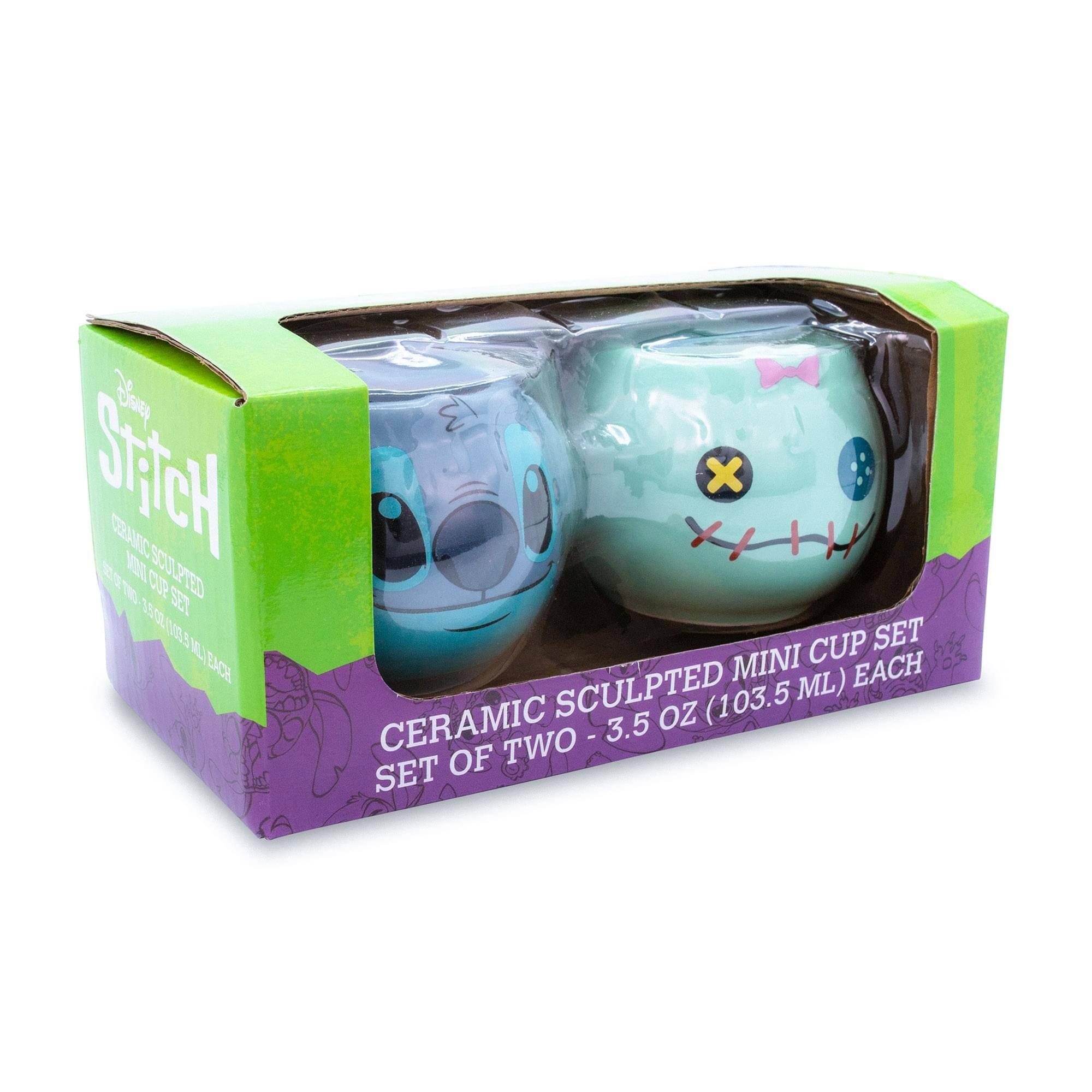 Disney Stitch  
Ceramic Sculpted Mini Cup Set  
Set of Two - 3.5 oz (103.5 ml) Each  

Ceramic Sculpted Mini Cup Set
