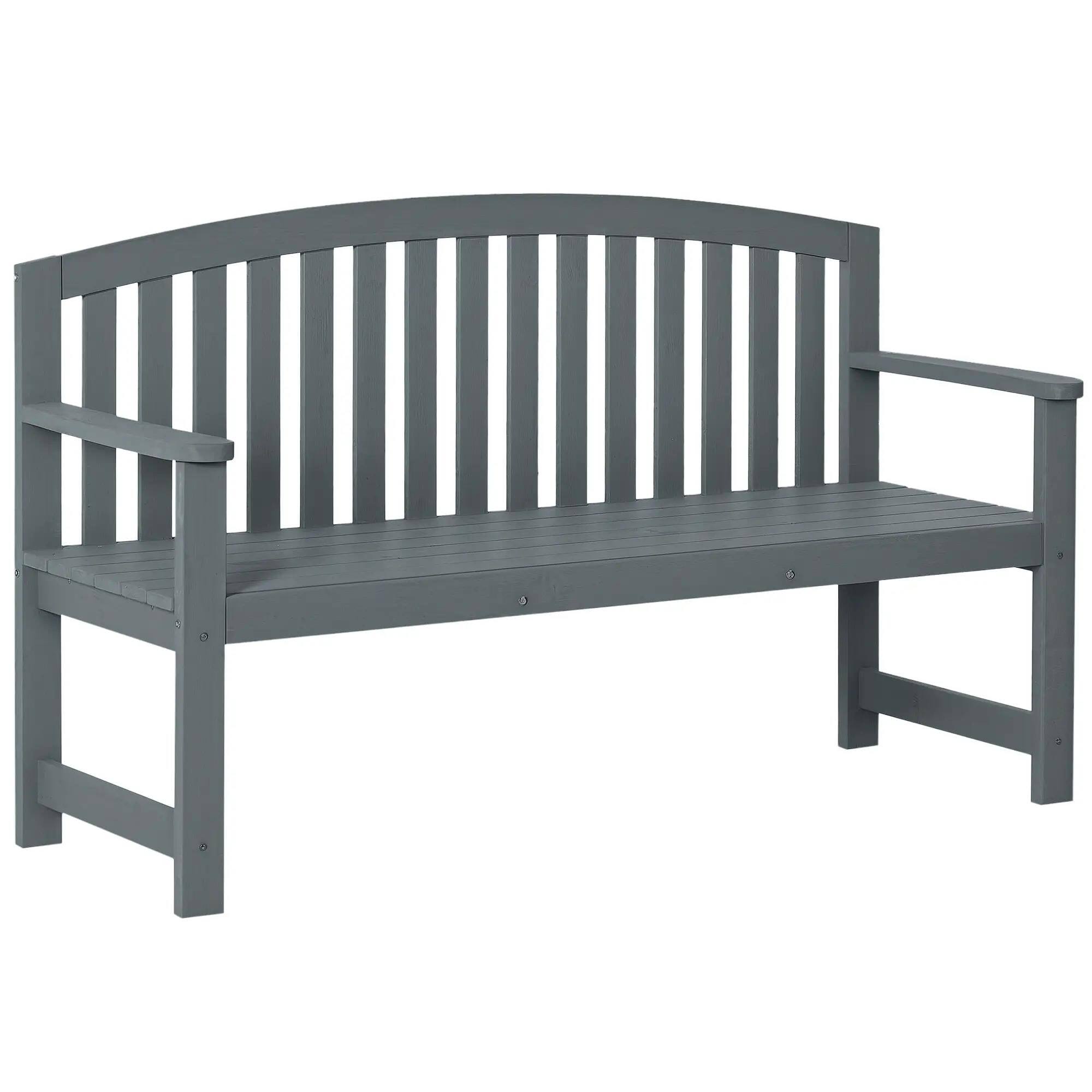 Front. Resenkos - Resenkos 56" Outdoor Bench, 2-Person Wooden Seat, Back & Arm Support, Patio, Porch, Poolside, Balcony, Gray - Gray.