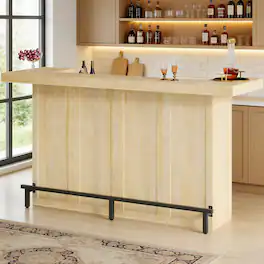 Tribesigns - 70.9-Inch Extra-Long Home Bar Table with Storage Shelves and Footrest for Kitchen or Living Room - Light Oak
