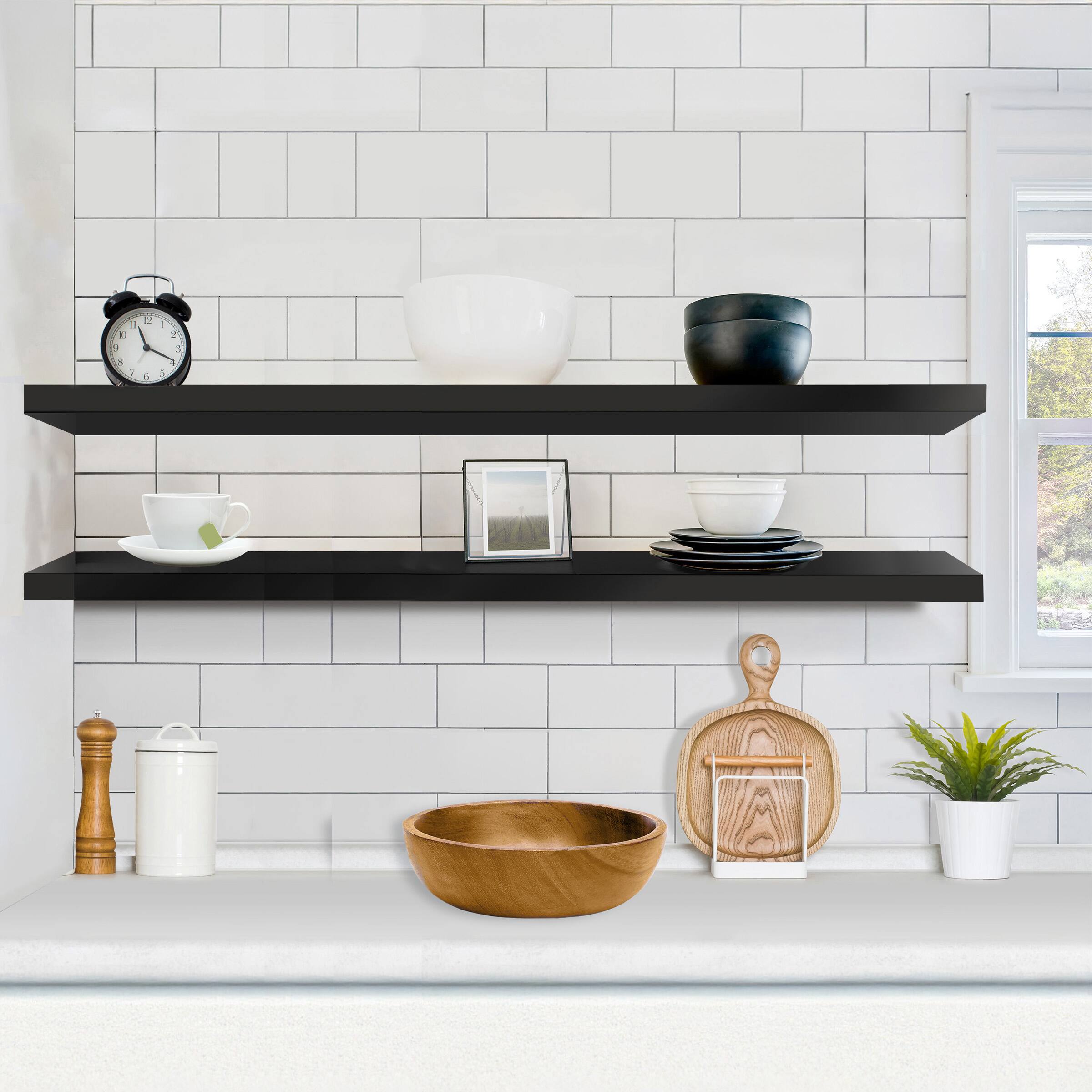 Alt View 2. Sorbus - Sorbus Floating Shelves for Wall - 55 Inch Extra-Long Bathroom Shelves, Floating Shelf with Hidden Brackets (2 Pack) - Black.