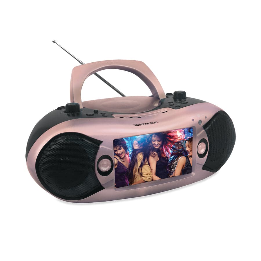Front. Emerson - Emerson 7” Bluetooth® DVD Boombox with AM/FM Radio & Stereo Speakers - Rose Gold.