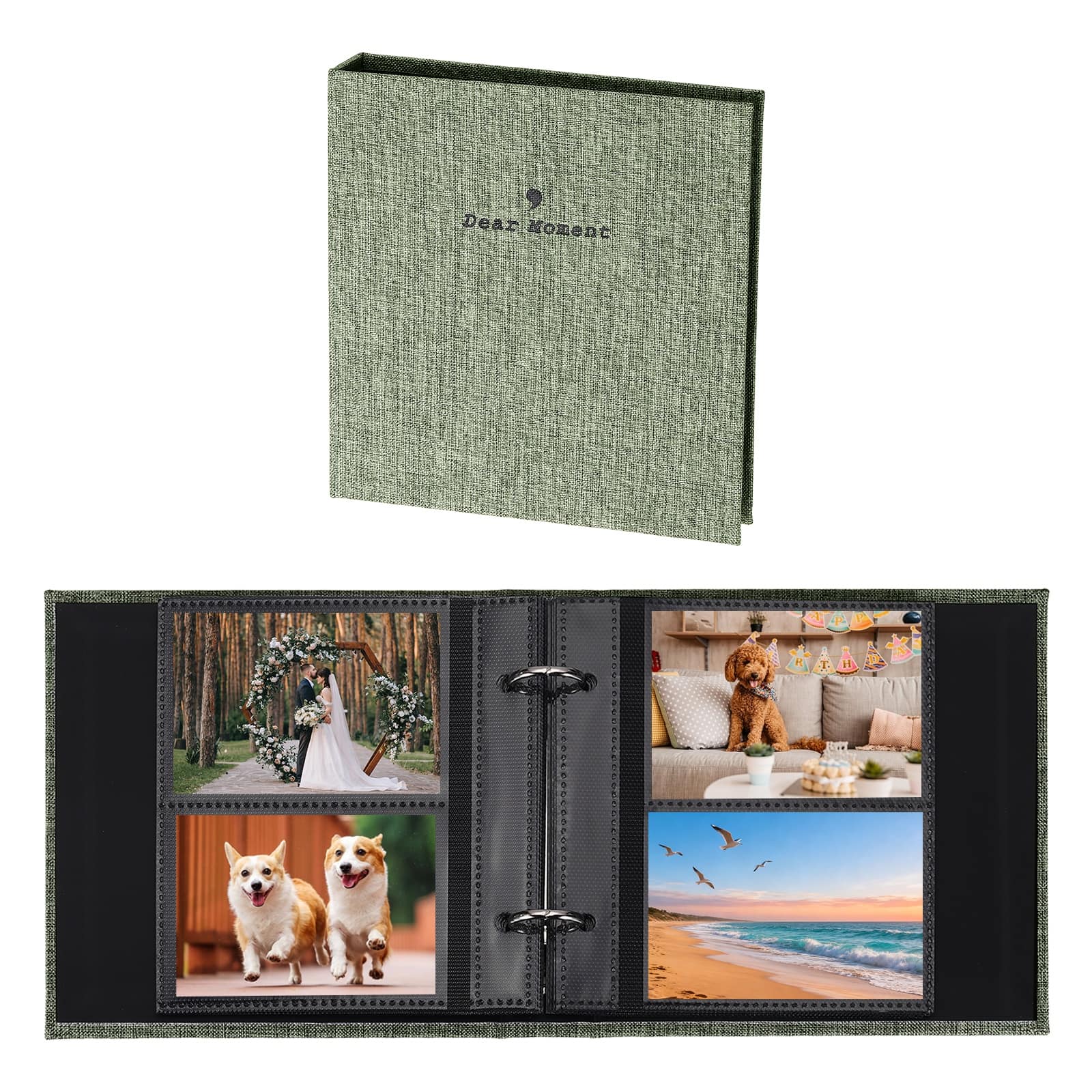 Unique Bargains - Small Photo Album 5.9x5.7 Inch Linen Picture Book, 25 Pages Holds 100 Photos Art Presentation Folder - Gray