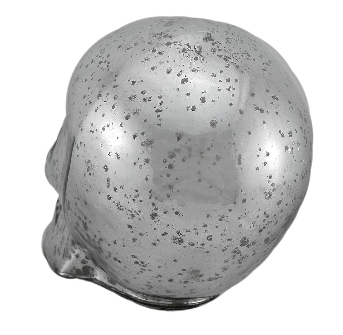 Alt View 2. Zeckos - Silver Mercury Glass Skull Statue - Silver.