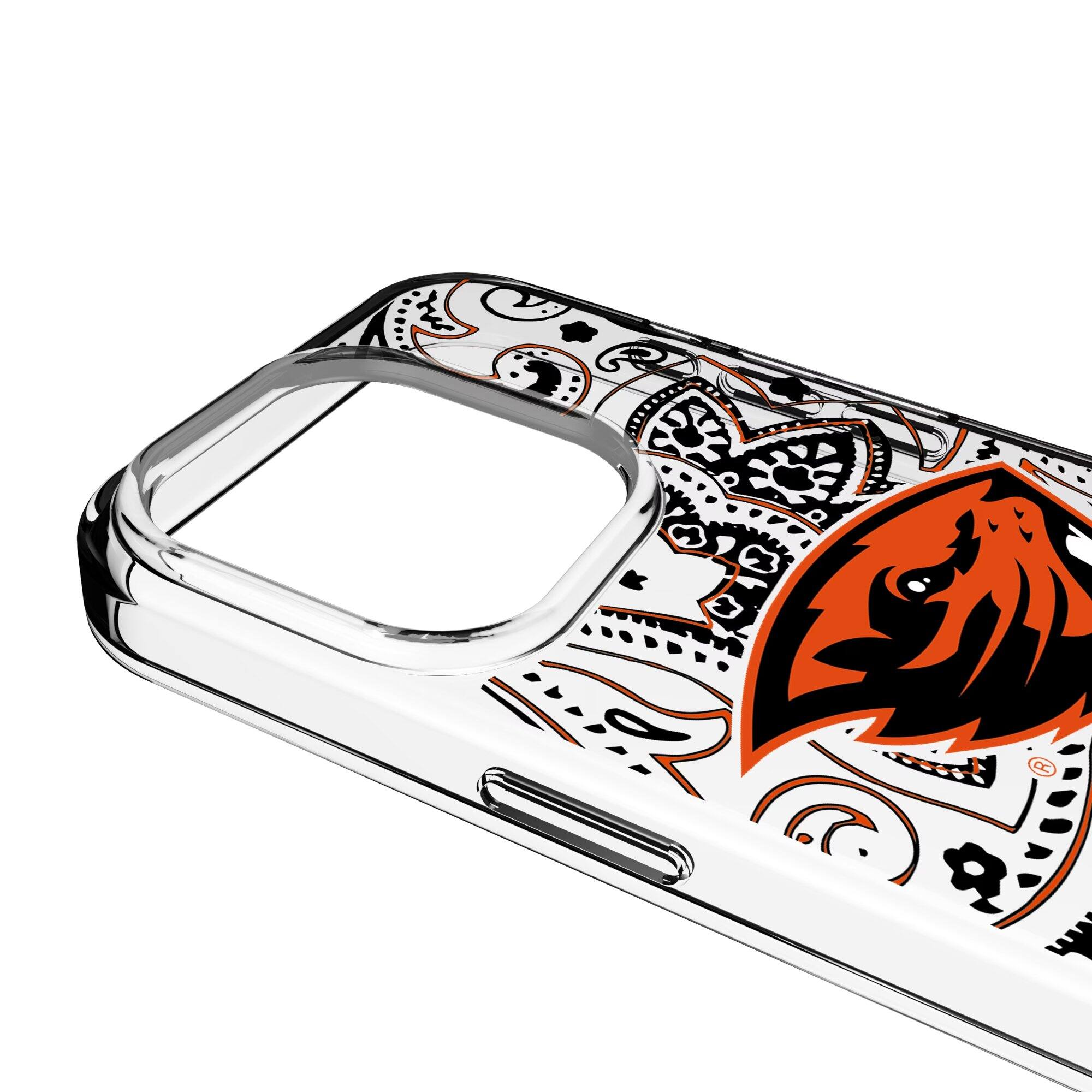 Alt View 2. Keyscaper - Oregon State Beavers Paisley iPhone Clear Case - 15 Pro Max - Multicolor.