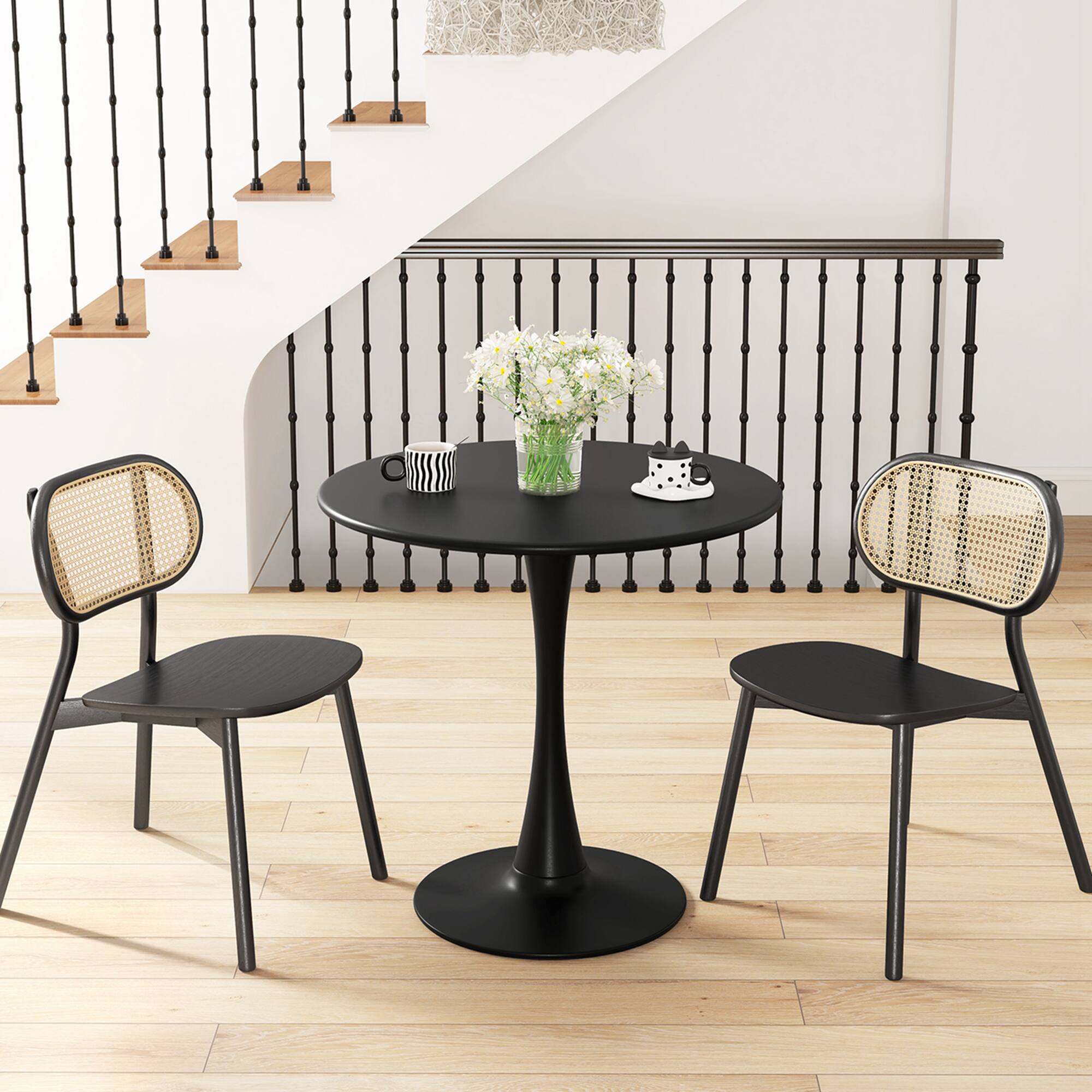 Alt View 3. Costway - Costway 31.5" Round Dining Table with Anti-Slip PP Ring Modern Bistro Table for Dining Room - Black.