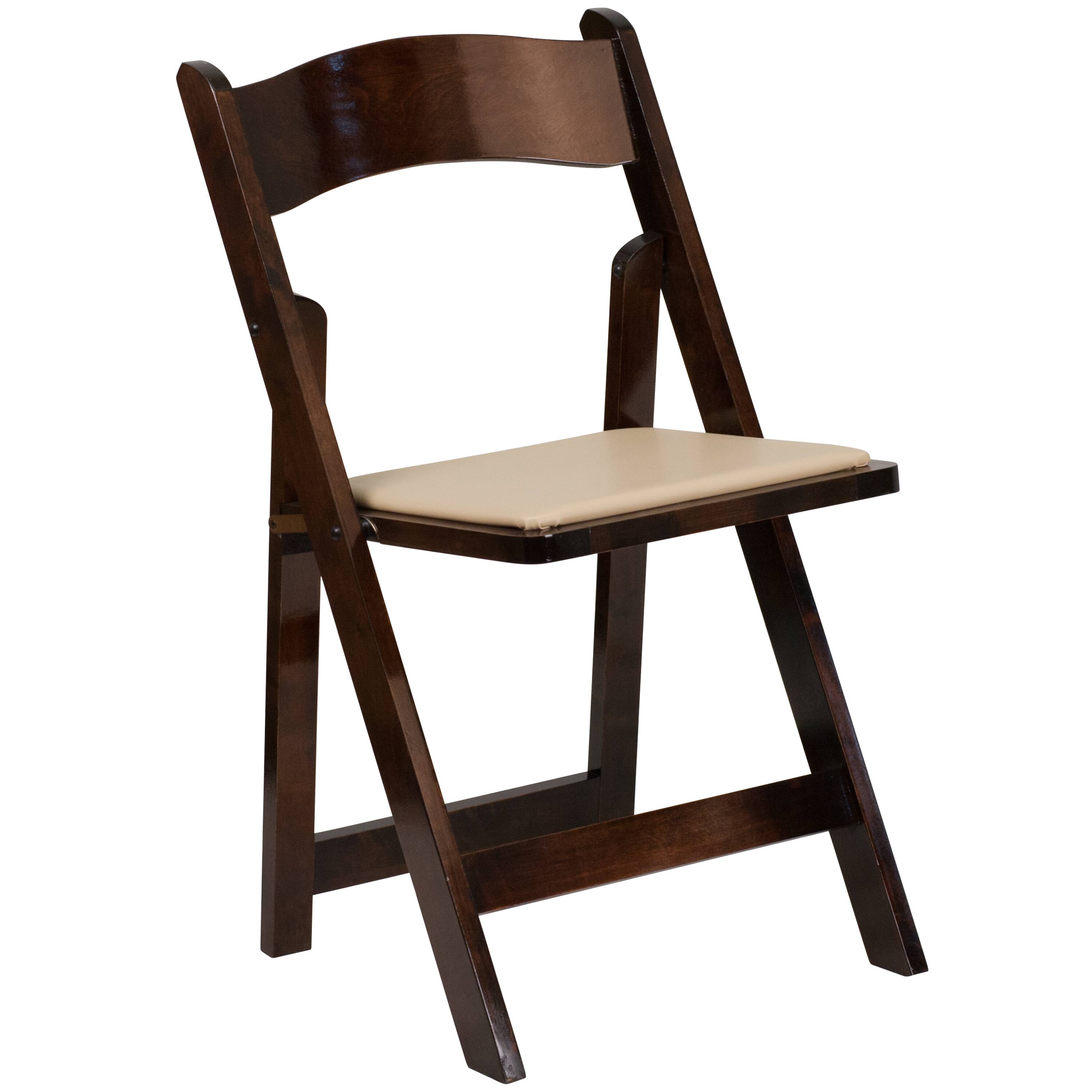 Alt View 7. Emma + Oliver - 4 Pack Wood Folding Chair with Vinyl Padded Seat - Fruitwood.