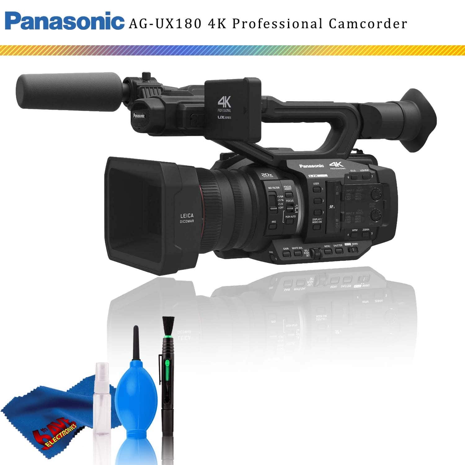 Panasonic - AG-UX180 4K Premium Professional Camcorder + Cleaning Kit