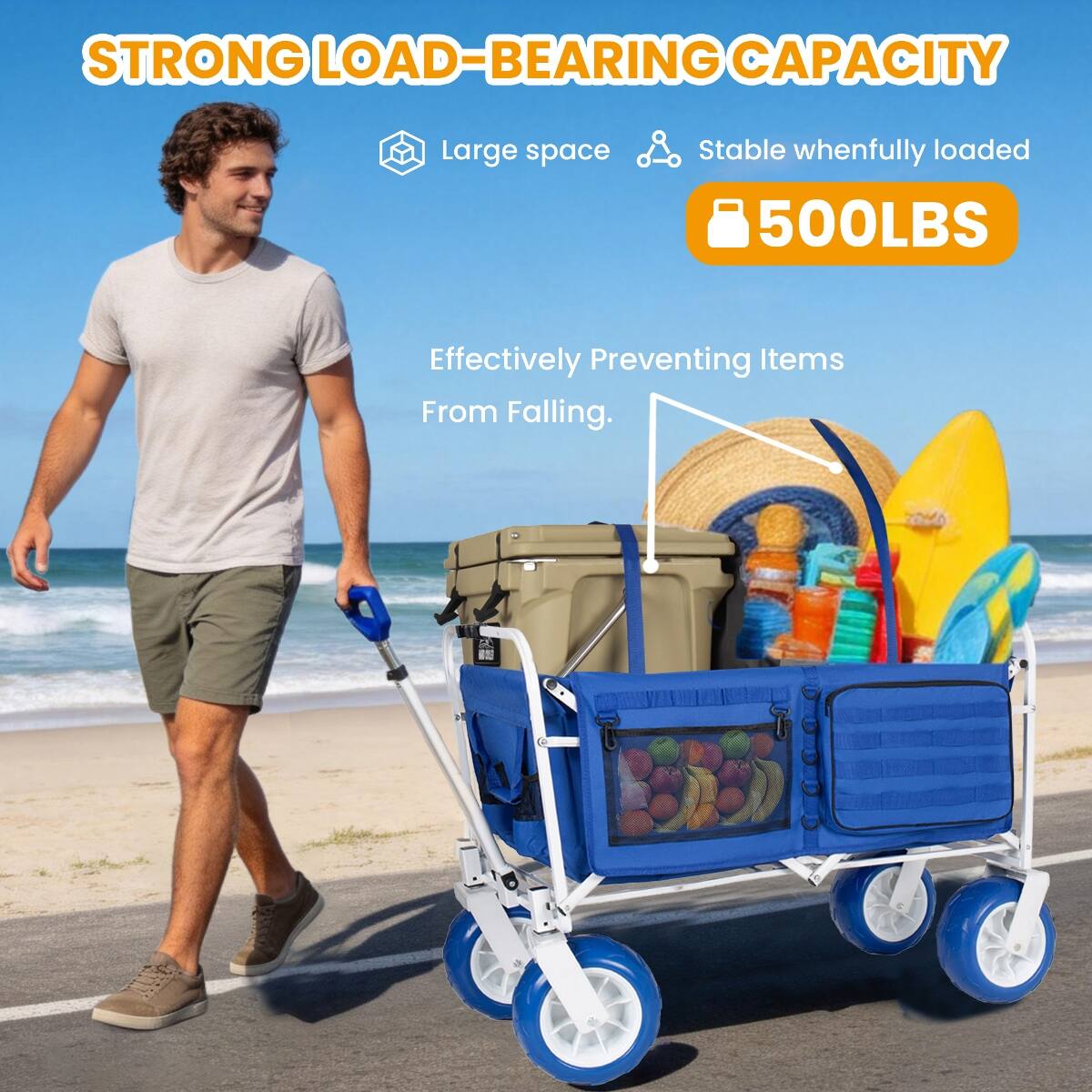 STRONG LOAD-BEARING CAPACITY  
Large space  
Stable when fully loaded 500LBS  
Effectively Preventing Items From Falling.