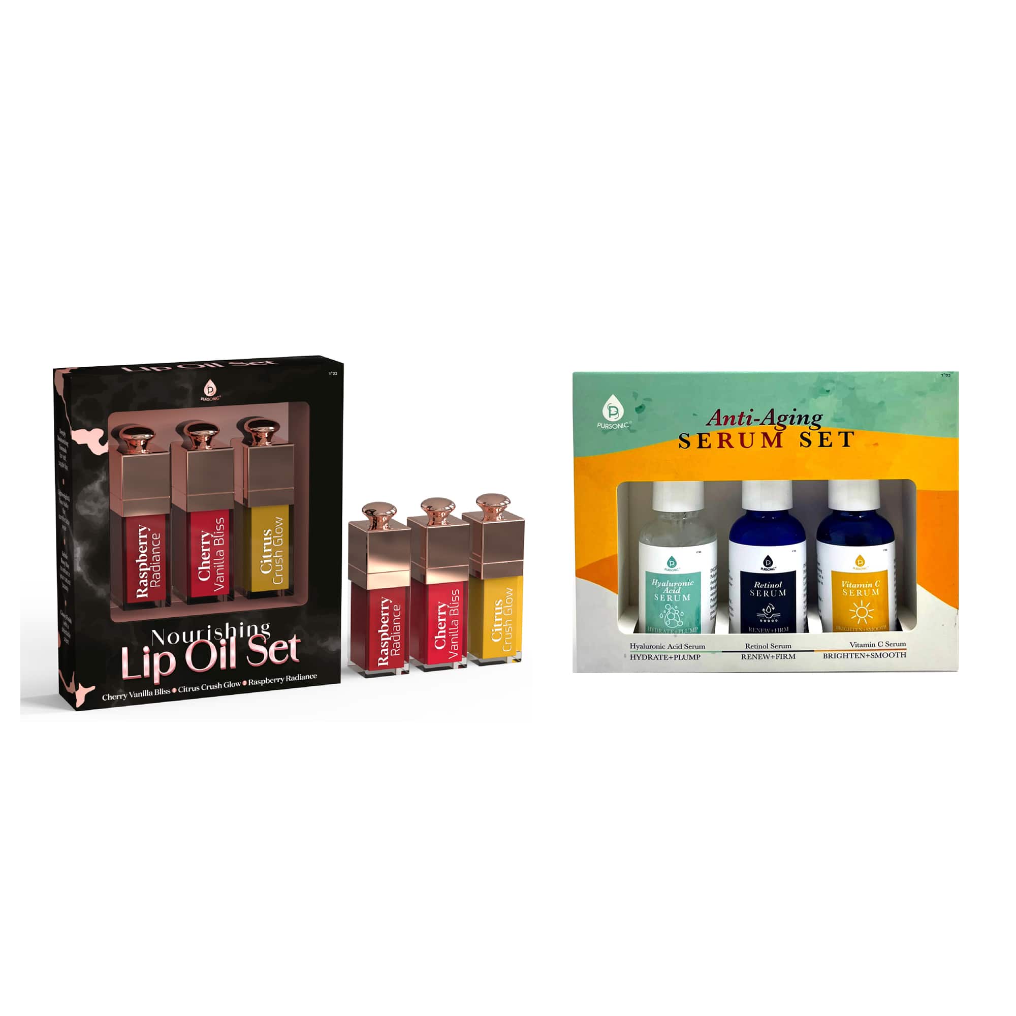 Pursonic - Anti-Aging Serum Set & Nourishing Lip Oil Trio