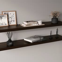 TuHome - Ecco 31.5" Wide Floating Shelves Set Of 2, Shelves For Wall Decor For Bedroom, Bathroom Storage Shelves - Dark Oak