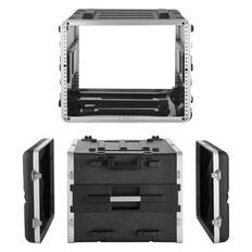 Front. VEVOR - 8U Rack Case, Standard 19 in Depth, Rolling Server Cabinet with Wheels, ABS Construction, Retractable Handle, Latches - Black.
