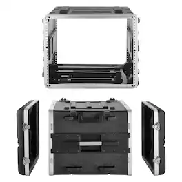 VEVOR - 8U Rack Case, Standard 19 in Depth, Rolling Server Cabinet with Wheels, ABS Construction, Retractable Handle, Latches - Black