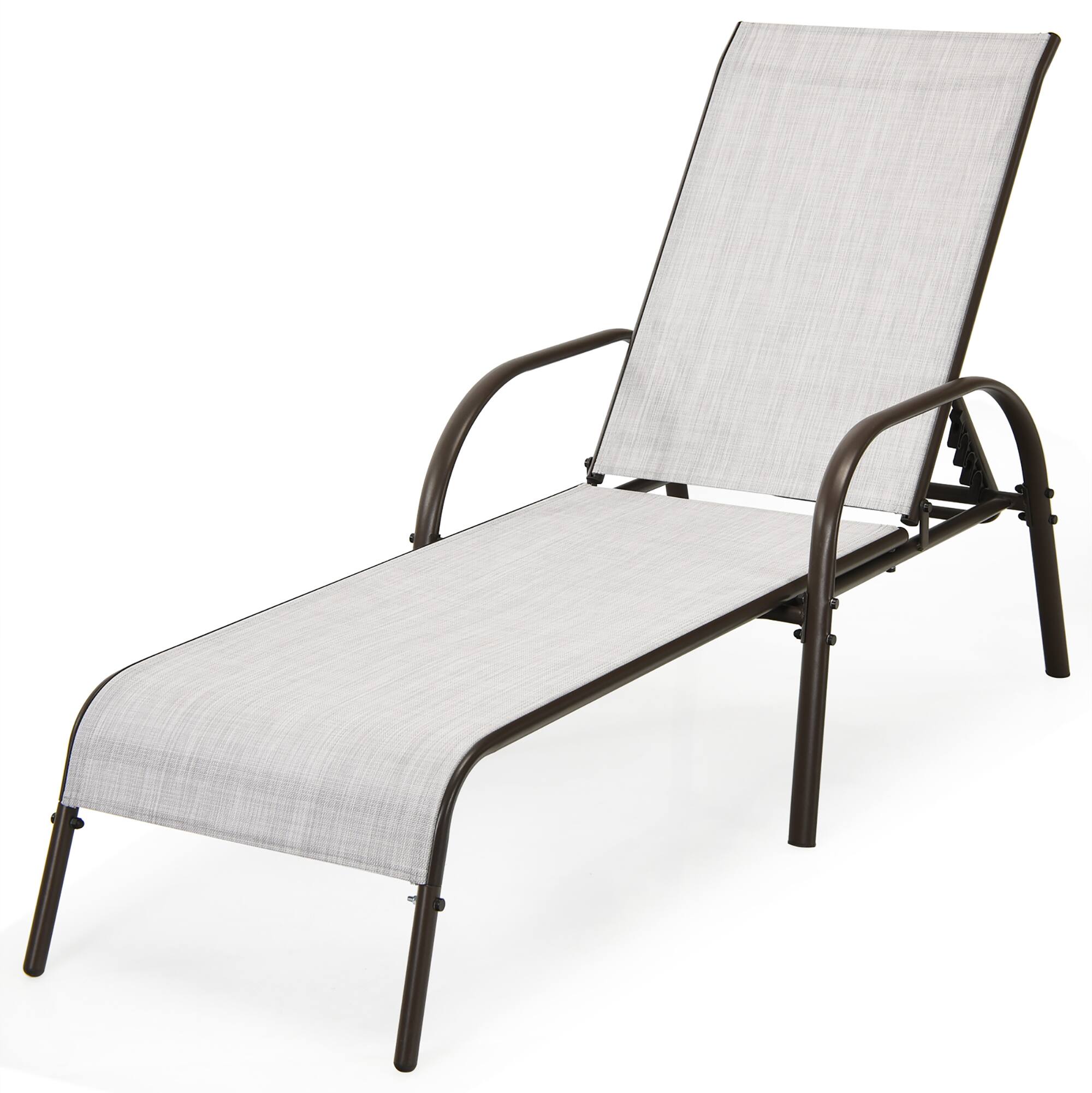 Alt View 9. Costway - Costway 2PCS Patio Lounge Chair Chaise Adjustable Reclining Armrest - Grey.