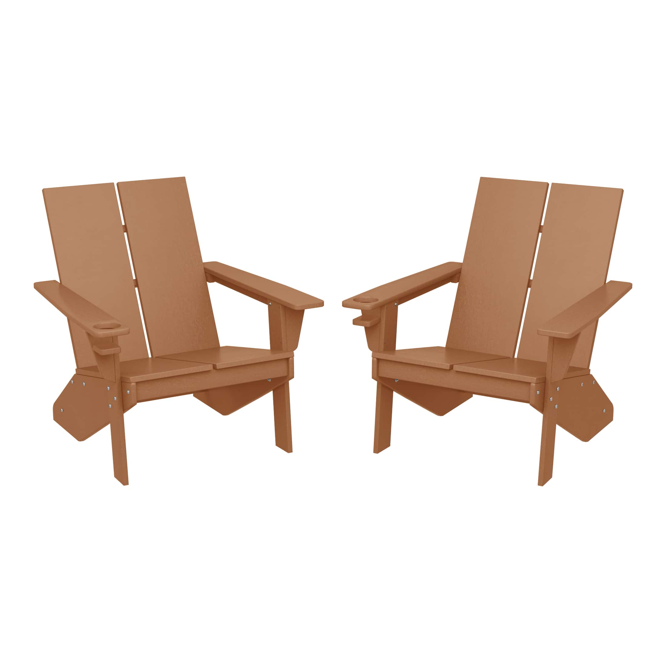 WestinTrends - Riviera Outdoor HDPE Modern Adirondack Chair with Cup Holder (Set of 2) - Teak price history on PriceWatchPro