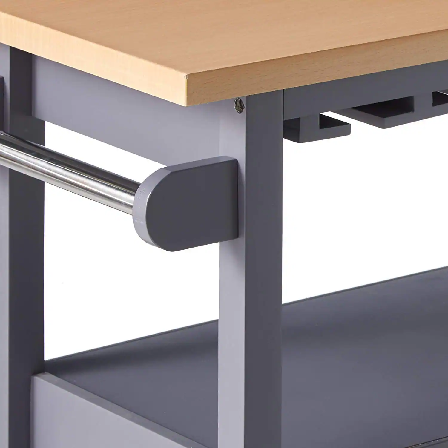 Back. Kings Brand Furniture - Kings Brand Furniture Wood Kitchen Storage Serving Cart with Wine Rack (Grey/Natural) - Grey.