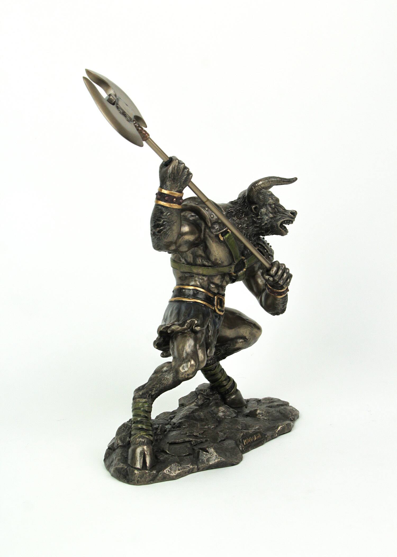Alt View 2. Veronese Design - Greek Mythology Battle Ready Minotaur Bull / Man Bronzed Finish Statue - Bronze.