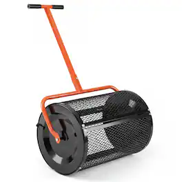 Gymax - Compost SpreaderPeat Moss Spreader Roller w/Height-adjustable T-shape Handle - Orange