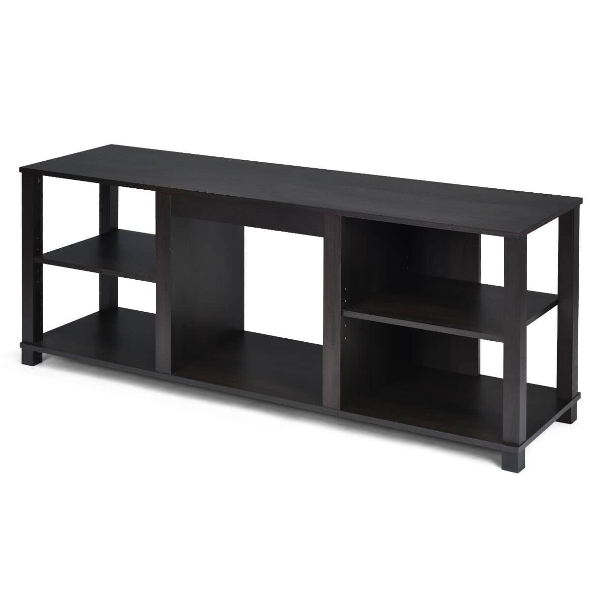 Front. Gymax - Gymax 2-Tier TV Stand Storage Cabinet Console Adjustable Shelves Living Room UP TO 65" - Black.