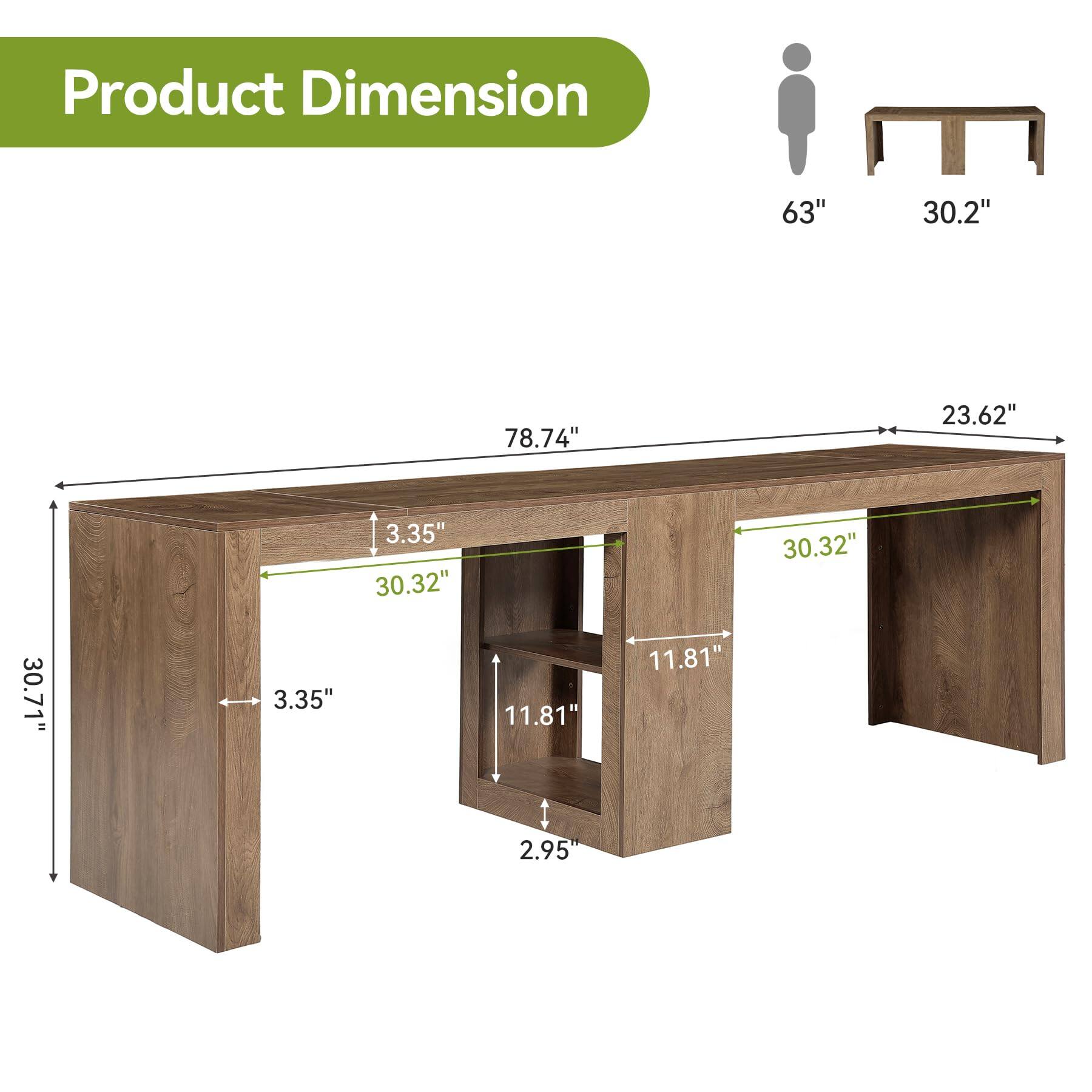 Product Dimension  
63"  
30.2"  
78.74"  
23.62"  
30.71"  
3.35"  
30.32"  
3.35"  
11.81"  
11.81"  
30.32"  
2.95"