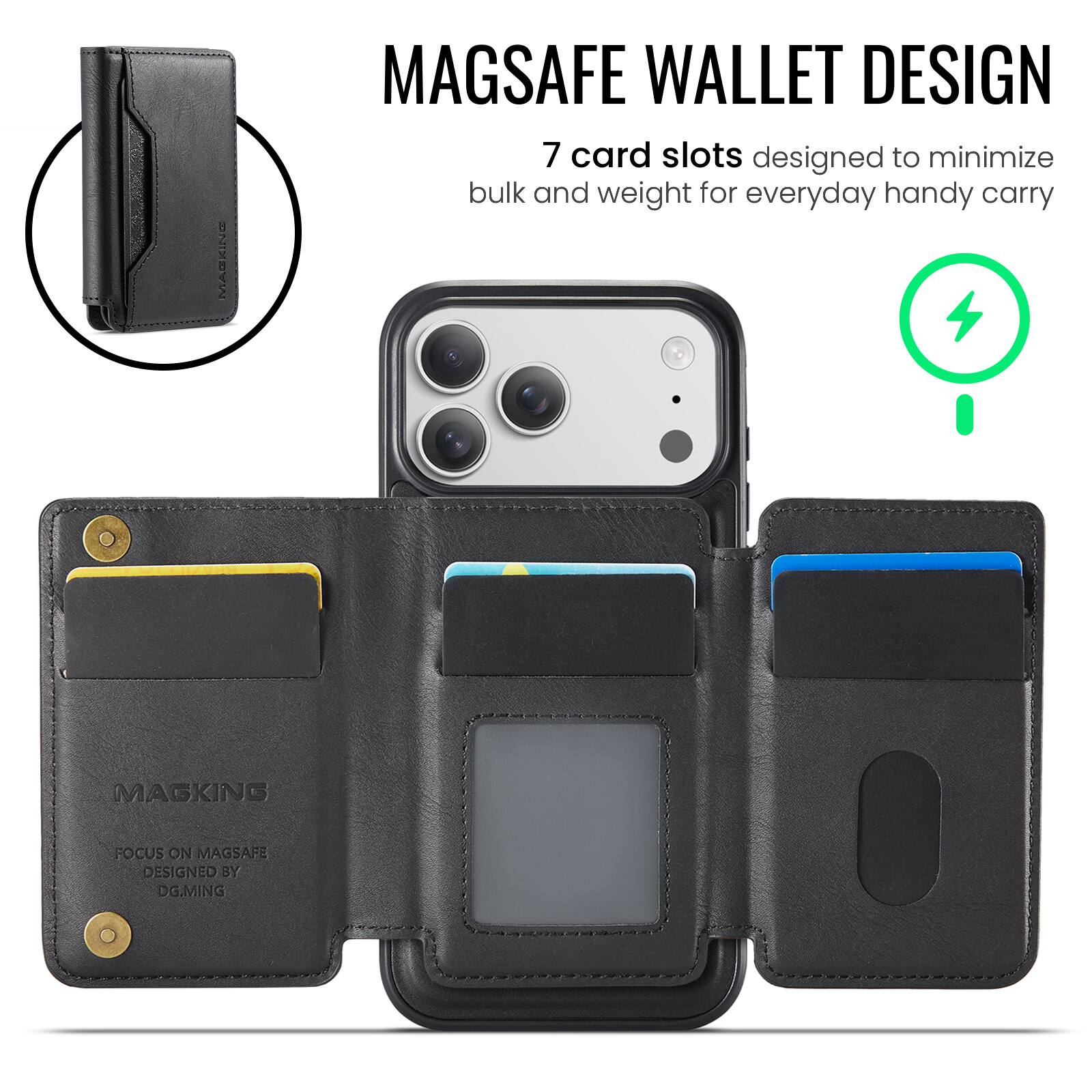 MAGSAFE WALLET DESIGN

7 card slots designed to minimize bulk and weight for everyday handy carry

MAGKING

FOCUS ON MAGSAFE

DESIGNED BY DG.MING