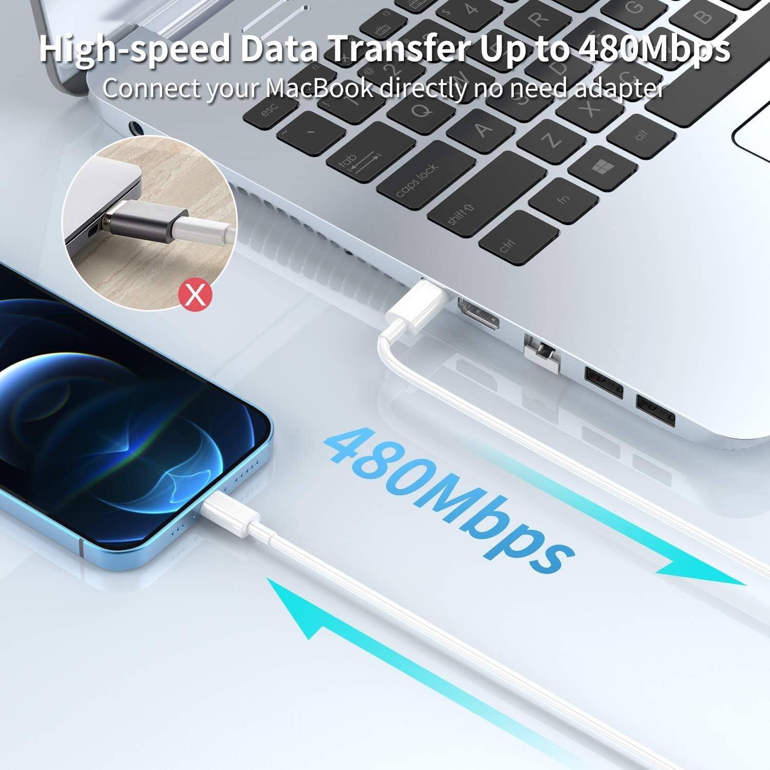 High-speed Data Transfer Up to 480Mbps, Connect your MacBook directly no need adapter, 480Mbps