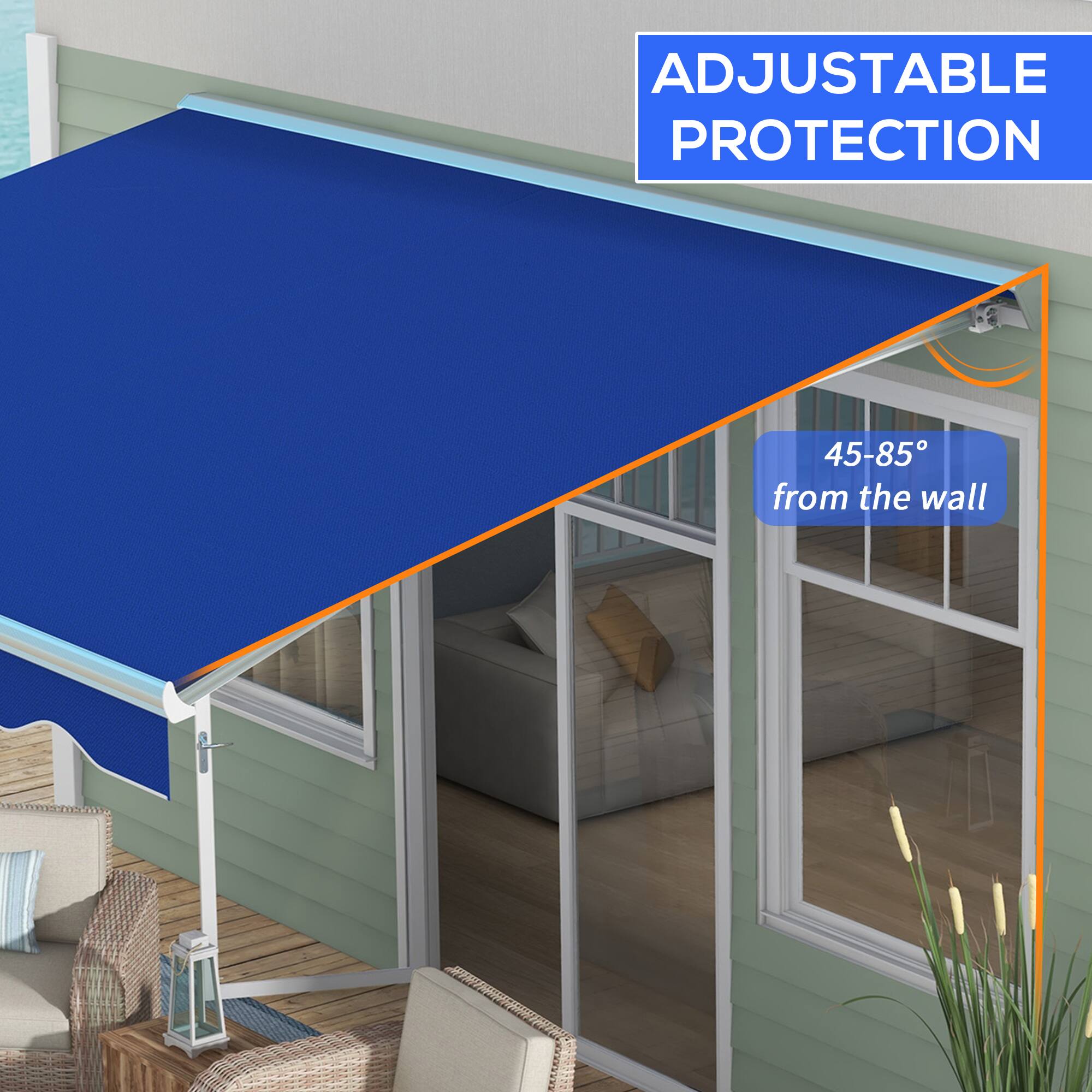 ADJUSTABLE PROTECTION 45-85° from the wall