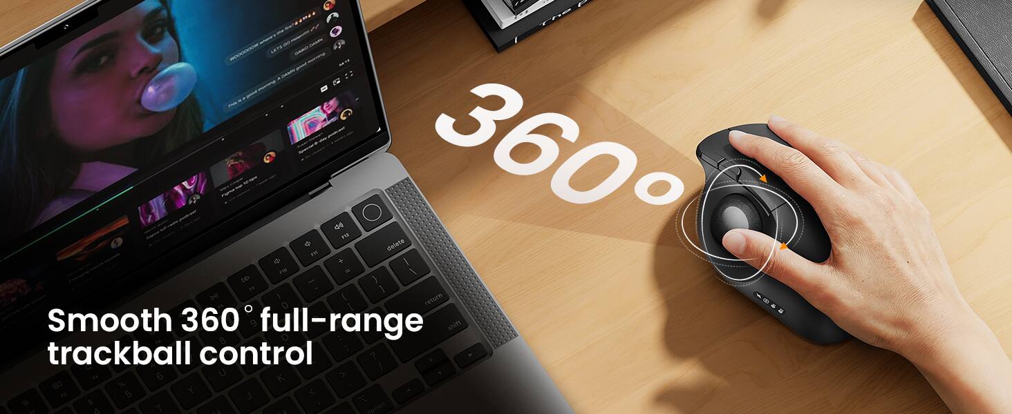 Smooth 360° full-range trackball control