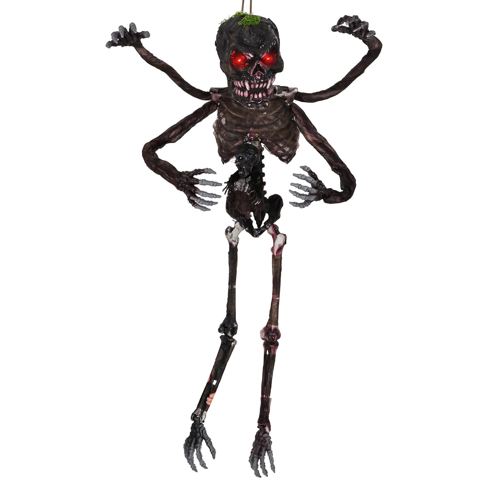 Alt View 6. Gymax - Gymax 6 FT Animated Halloween Decoration Hanging Zombie Light-up Eyes Poseable Arms - Black.