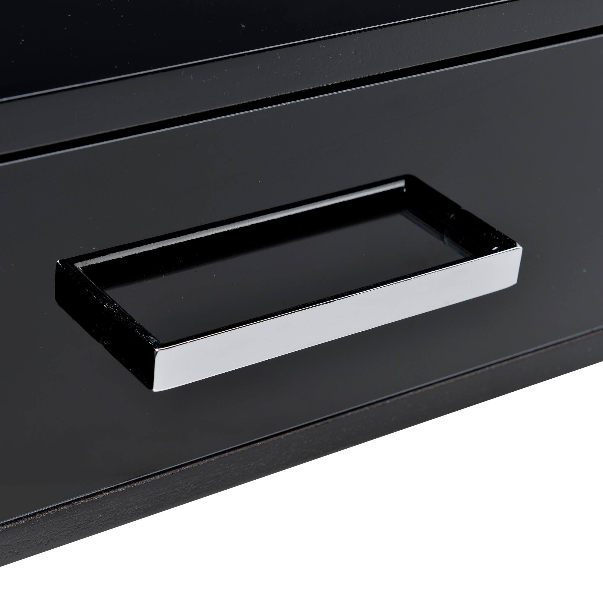 Alt View 2. GOODSILO - Modern Writing Desk with Built-in USB Charging Port and Dual Storage Drawers for Home Office - Black.