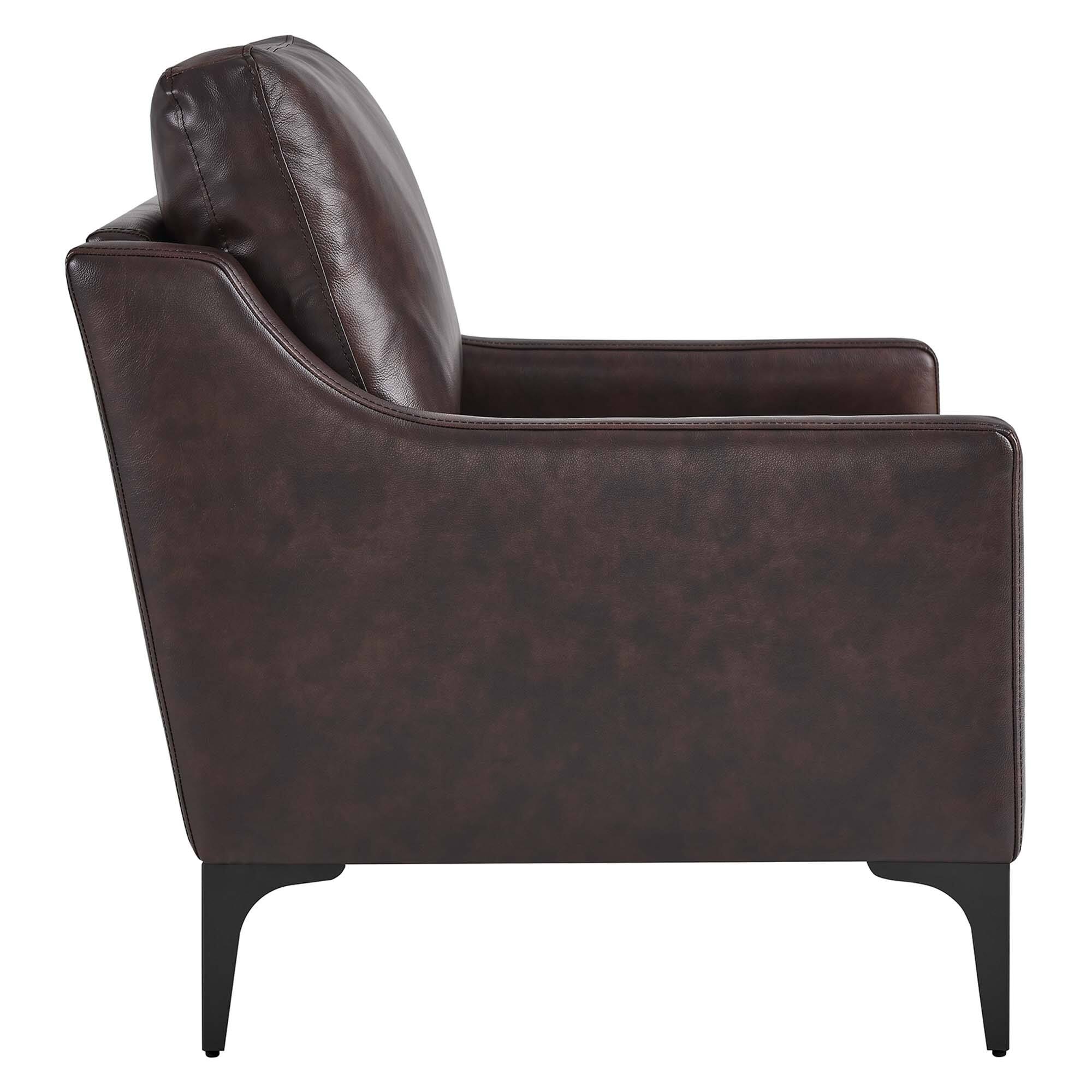 Left. Modway - Corland Leather Armchair by Modway - Brown.