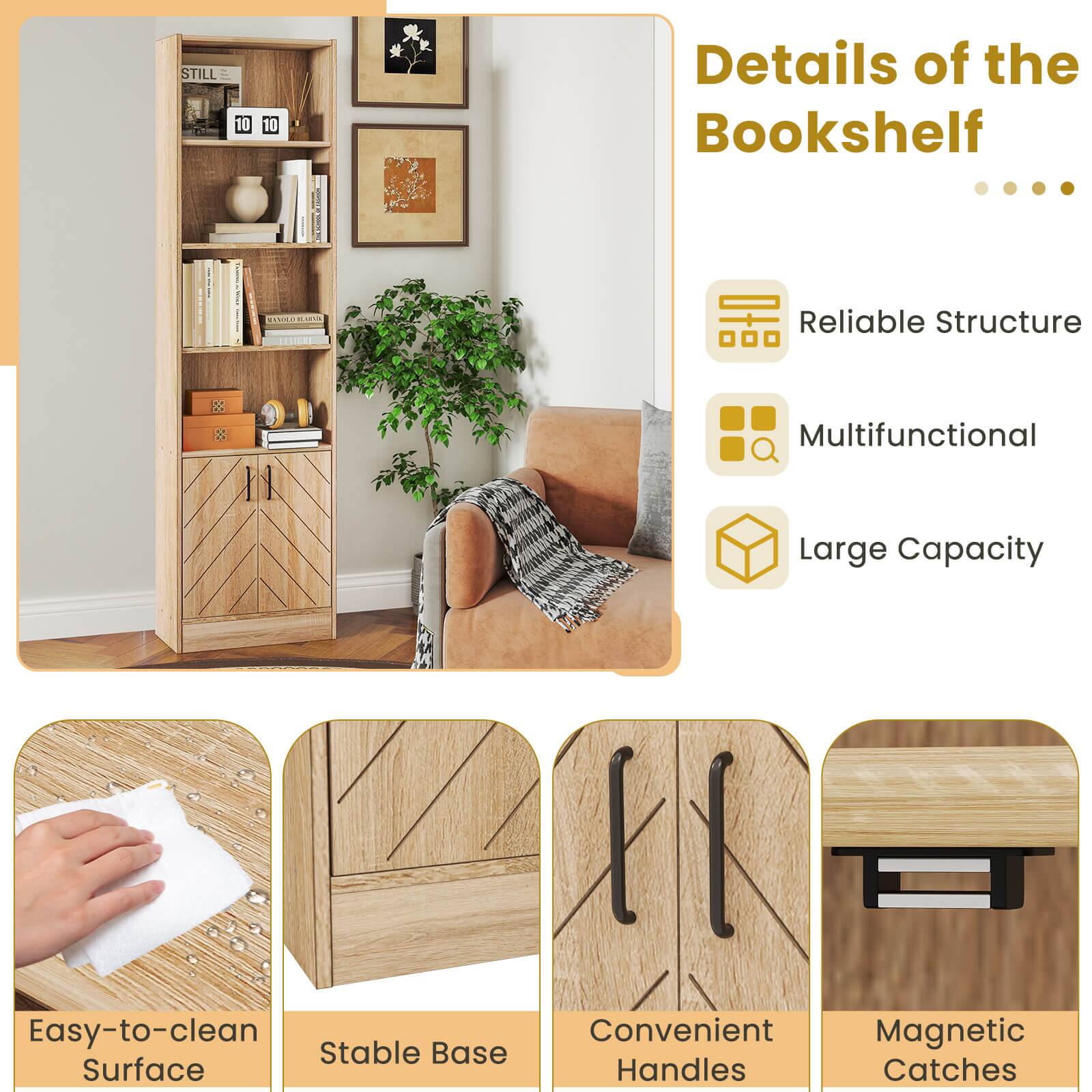 Details of the Bookshelf

- Reliable Structure
- Multifunctional
- Large Capacity
- Easy-to-clean Surface
- Stable Base
- Convenient Handles
- Magnetic Catches