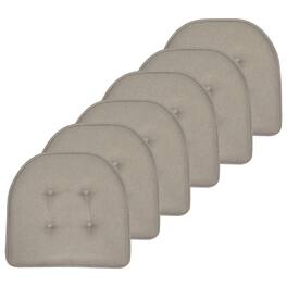 Sweet Home Collection - Solid Color U Shaped Memory Foam 17" x 16" Chair Cushions, 6-Pack - Khaki