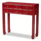 Front. Baxton Studio - Pomme Classic and Antique Finished Wood Bronze Finished Accents 6-Drawer Console Table - Red.