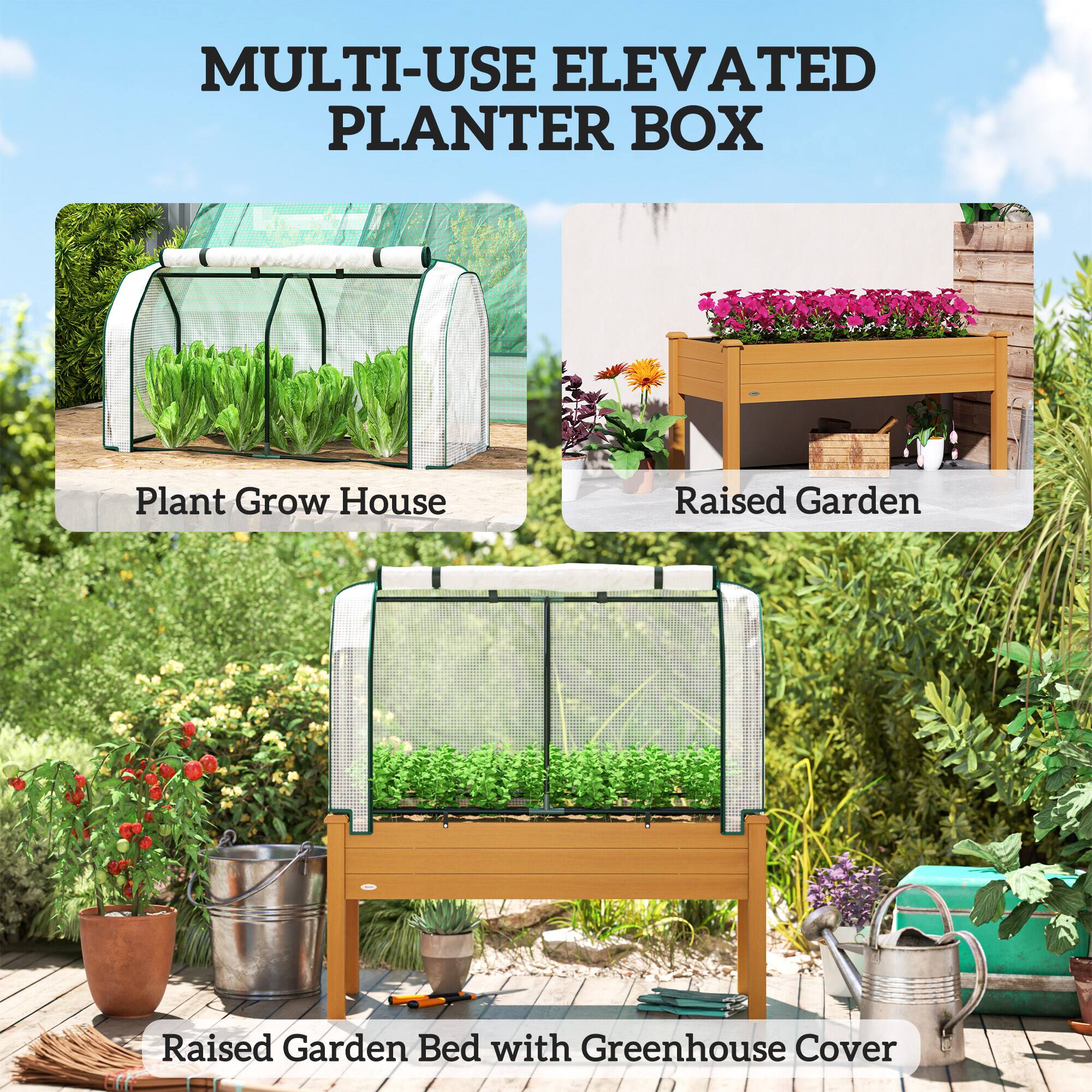 MULTI-USE ELEVATED PLANTER BOX

Plant Grow House

Raised Garden

Raised Garden Bed with Greenhouse Cover