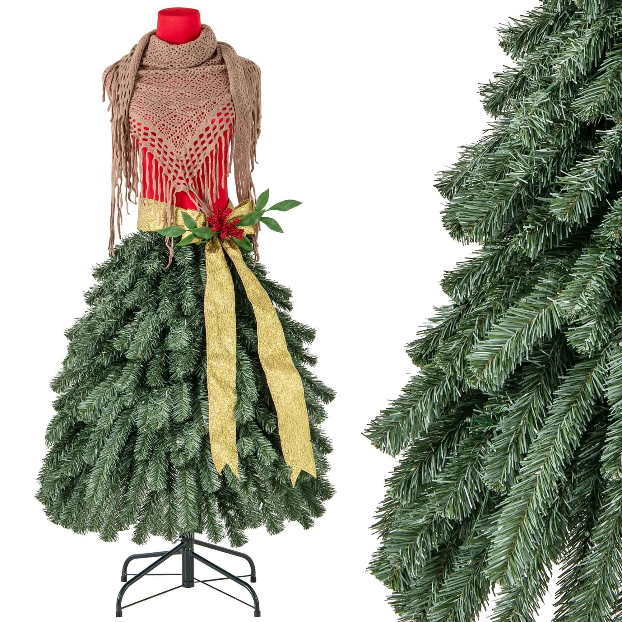 Alt View 9. Gymax - Gymax 5 FT Artificial Mannequin Tree w/ 248 Branch Tips 100 Warm White LED Lights - Green, Red.
