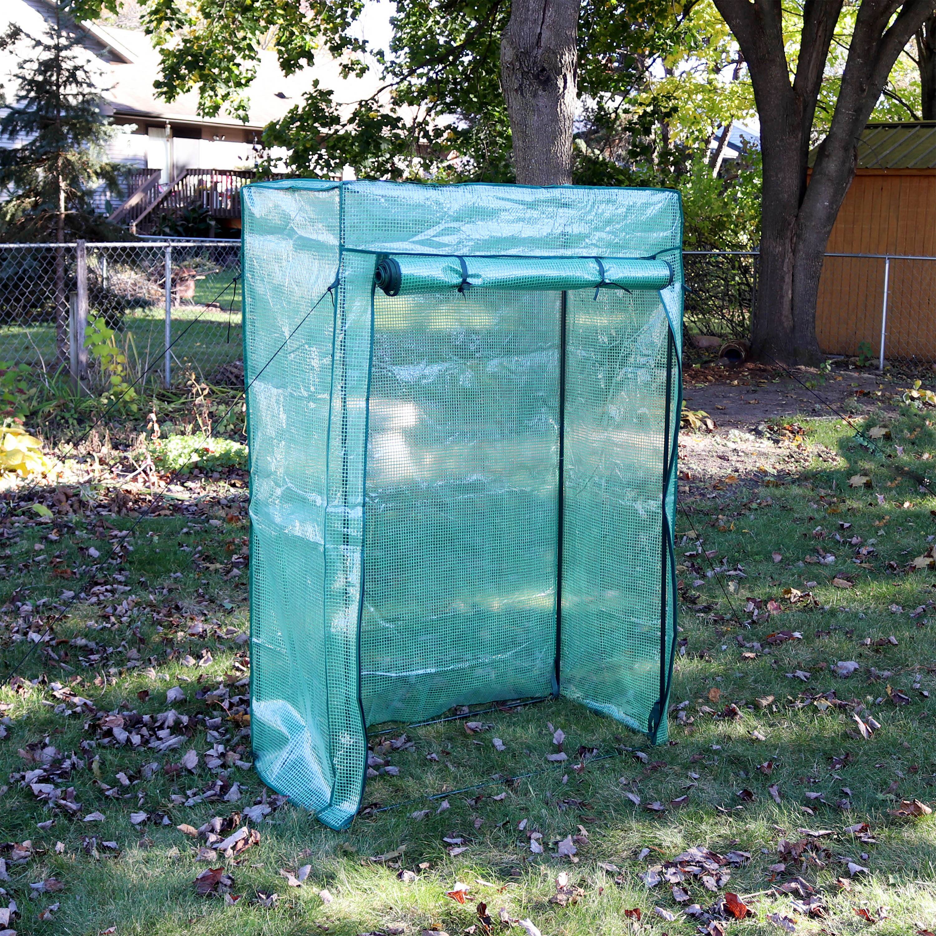 Alt View 3. Sunnydaze - Large Iron Polyethylene Cover Portable Plant Greenhouse - Green.