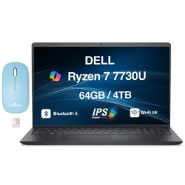 Dell - Upgraded - 15 LDC15255 Laptop 15.6 FHD Display (Ryzen 7 7730U, 64GB, 4TB SSD, Win 11 Pro) w/Dockztorm Wireless Mouse - Carbon Black