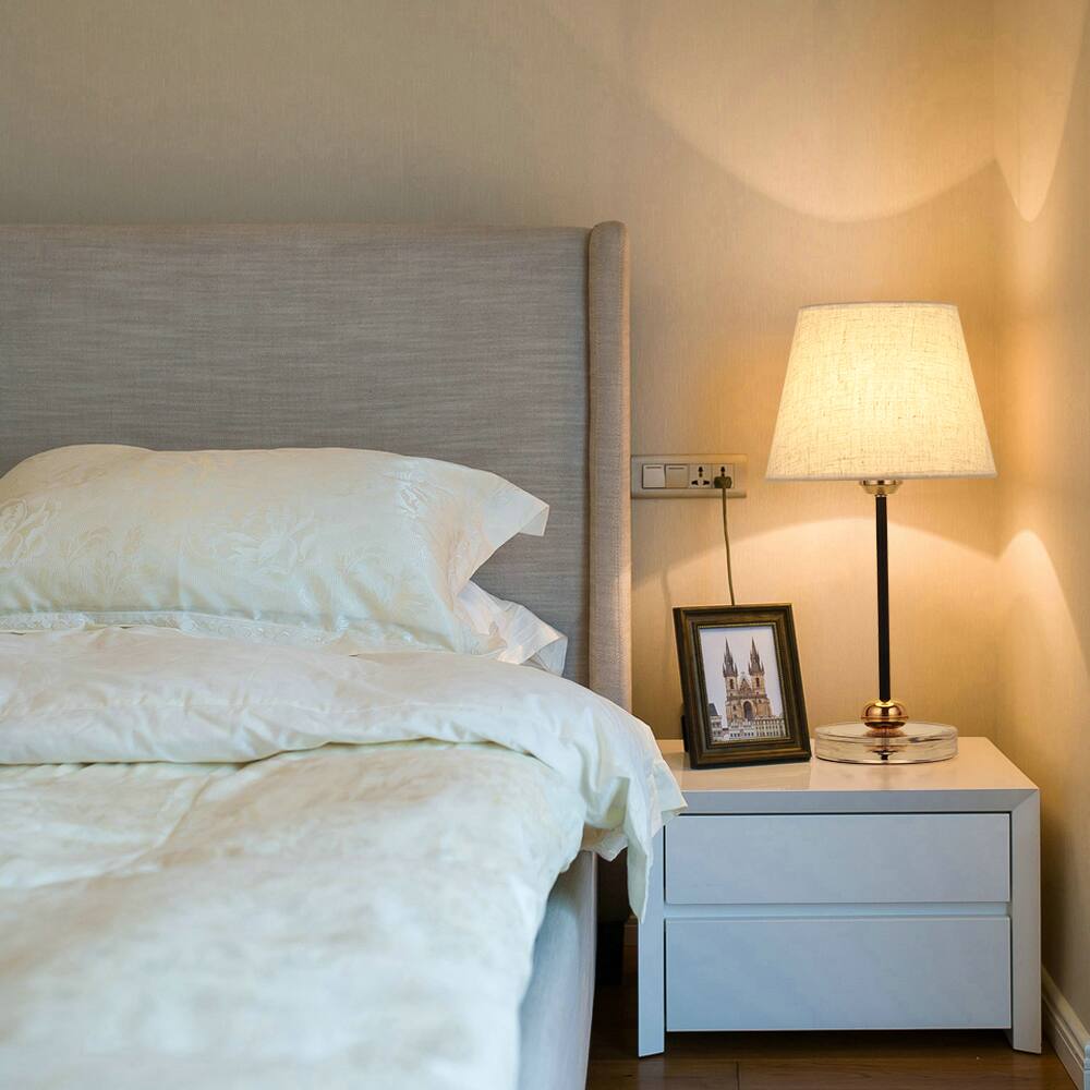 Alt View 2. Oumilen - Set of 2 Modern Table Lamps – Fabric Shade, Acrylic Base, Black & Gold Accent for Bedroom, Living Room.