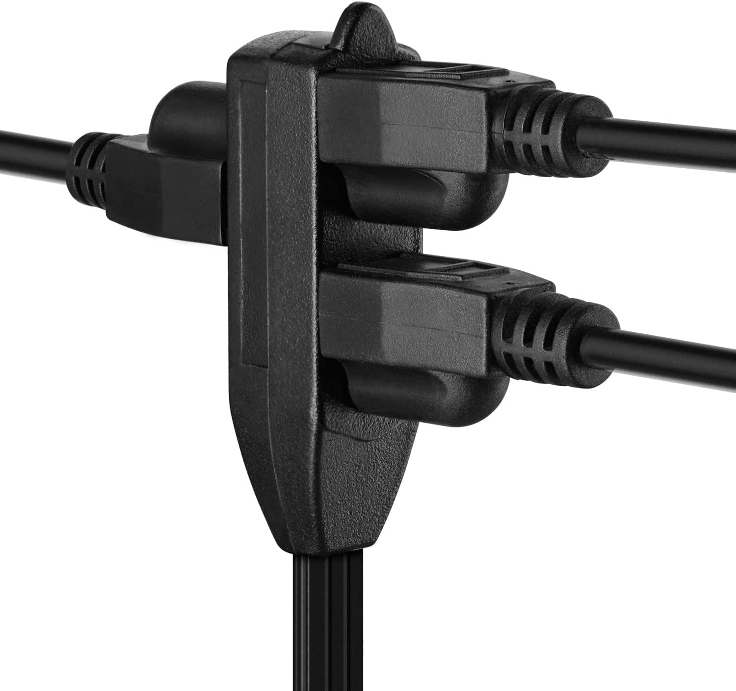 Alt View 3. Maximm - 15 ft Flat Plug Extension Cord/Wire, Multi Outlet - 3 Prong Angled Plug Extension Cord - UL Certified - Black.