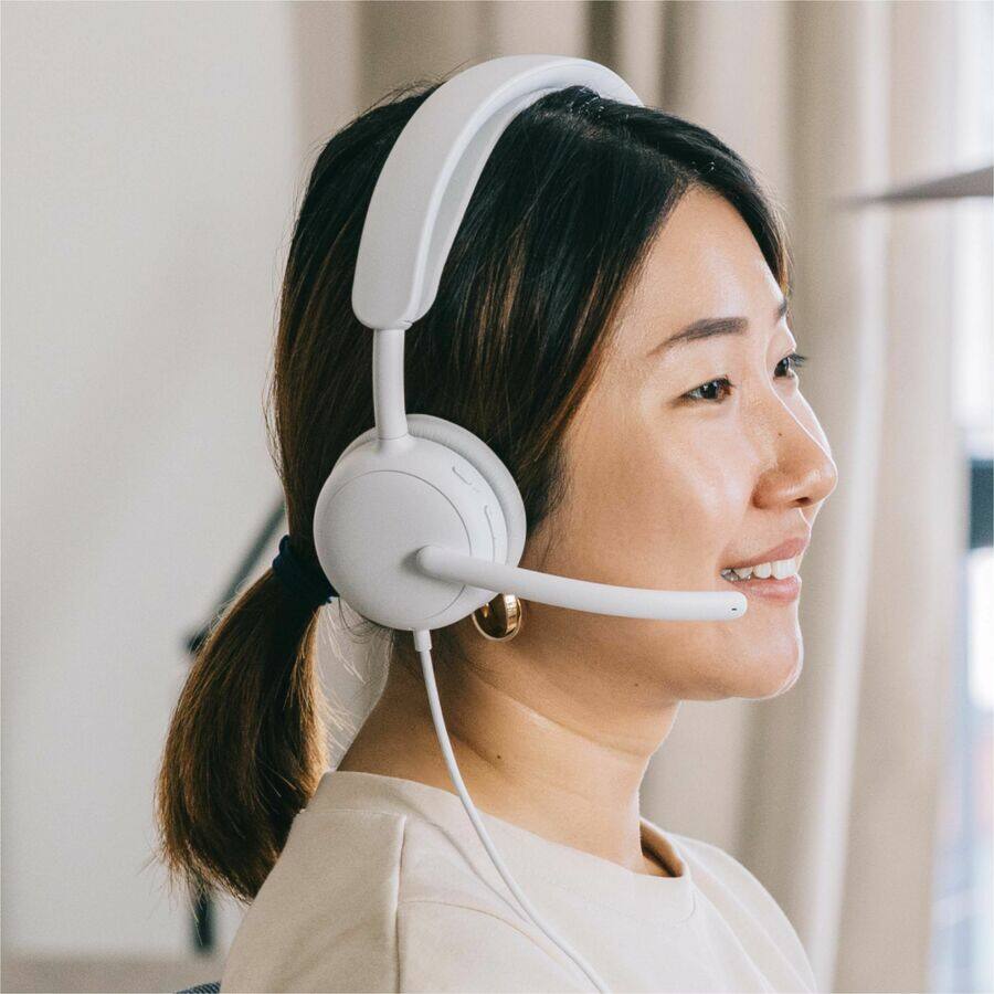 Alt View 2. Logitech - Logitech Zone Wired 2 - Noise-Canceling Headset with Adaptive Hybrid ANC, USB-C with USB-A adapter, Offwhite - USB Type - White.