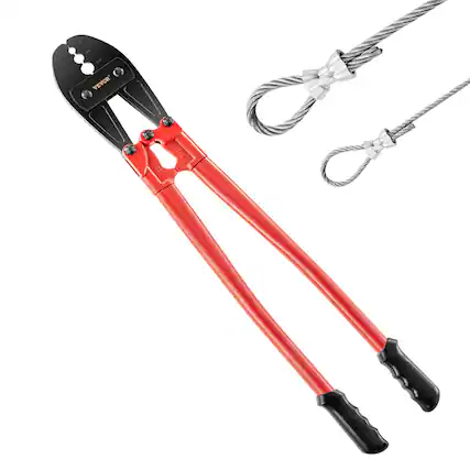 Front. VEVOR - 30" Hand Swager, Swaging Tool for 5/32", 1/4" and 5/16" Wire Rope Cable - Black + Red.