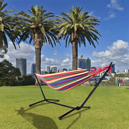Alt View 4. Winado - Hammock Set 9 FT Heavy Duty with Steel Stand, Portable Carrying Bag for Garden Indoor Outdoor Patio Deck Yard Beach - Rainbow Stripes.