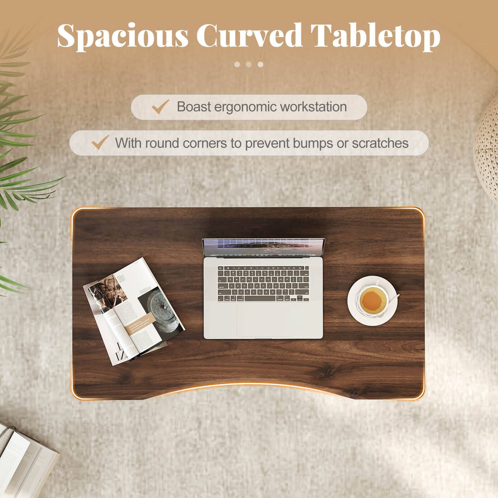Spacious Curved Tabletop

- Boast ergonomic workstation
- With round corners to prevent bumps or scratches