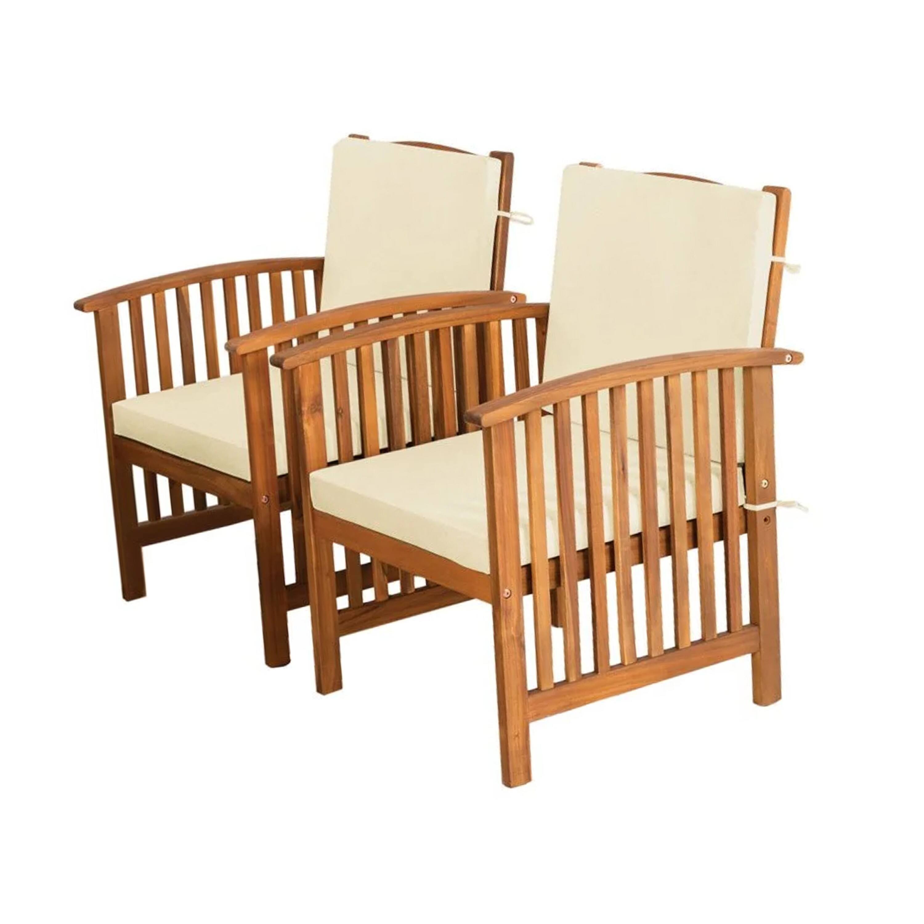 Alt View 1. Manhattan Lane - Kaila Outdoor Armchair Set of 2, Beige Cushions - Beige, Natural Brown.