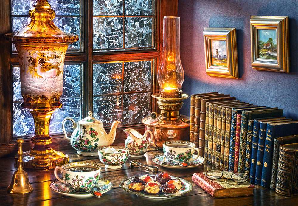 Angle. Castorland - CASTORLAND 1000 Piece Jigsaw Puzzle, Afternoon Tea, Classic interior, old fashioned furniture, oil lamp, C-104116-2 - Red.