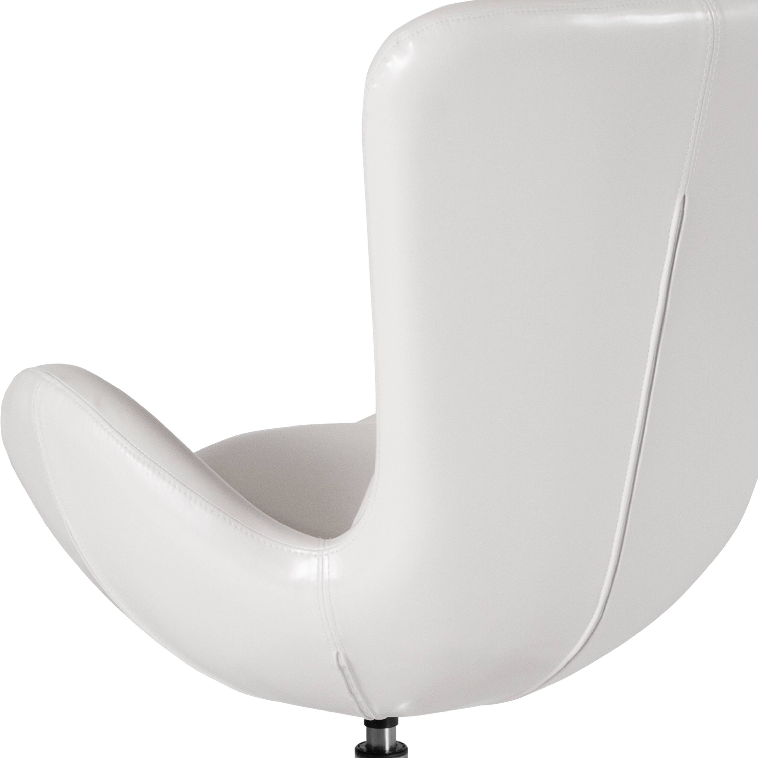 Alt View 8. Emma + Oliver - Swiveling Side Reception Chair with Back Pillow - White LeatherSoft.