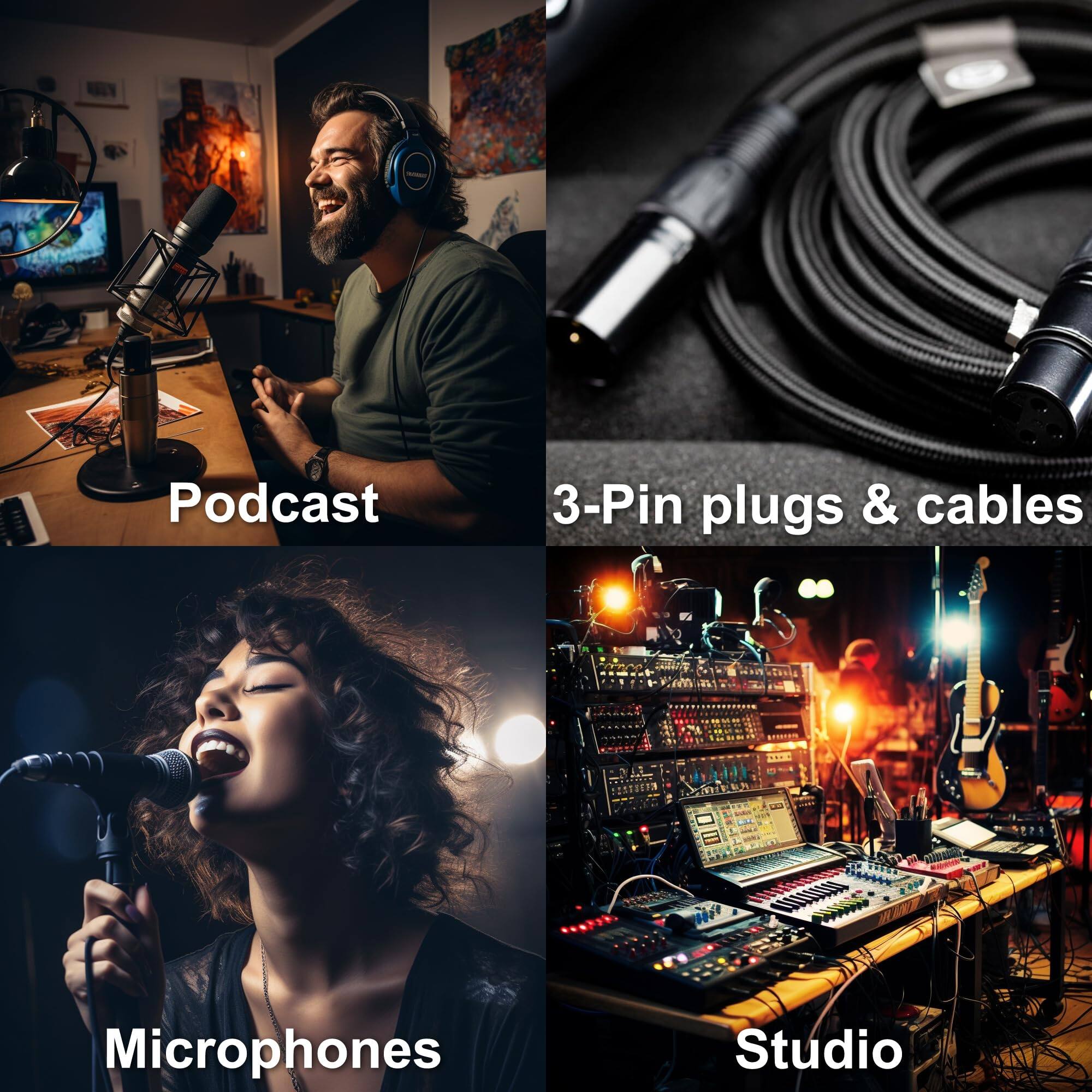 Podcast  
3-Pin plugs & cables  
Microphones  
Studio