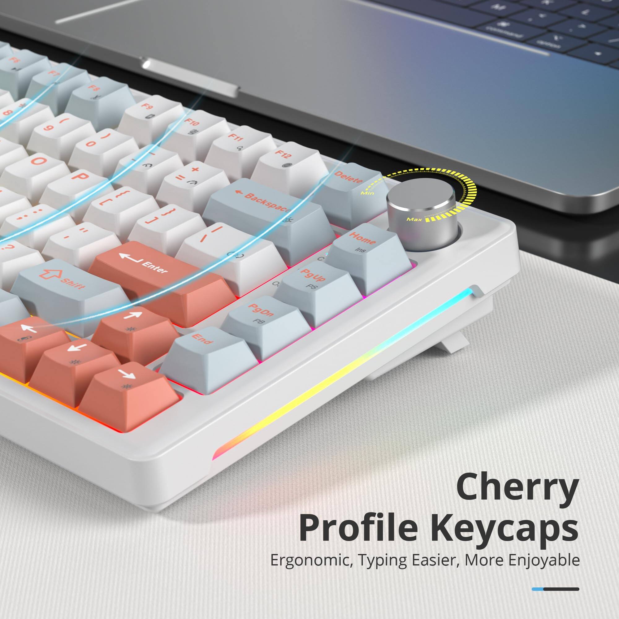 Cherry Profile Keycaps  
Ergonomic, Typing Easier, More Enjoyable