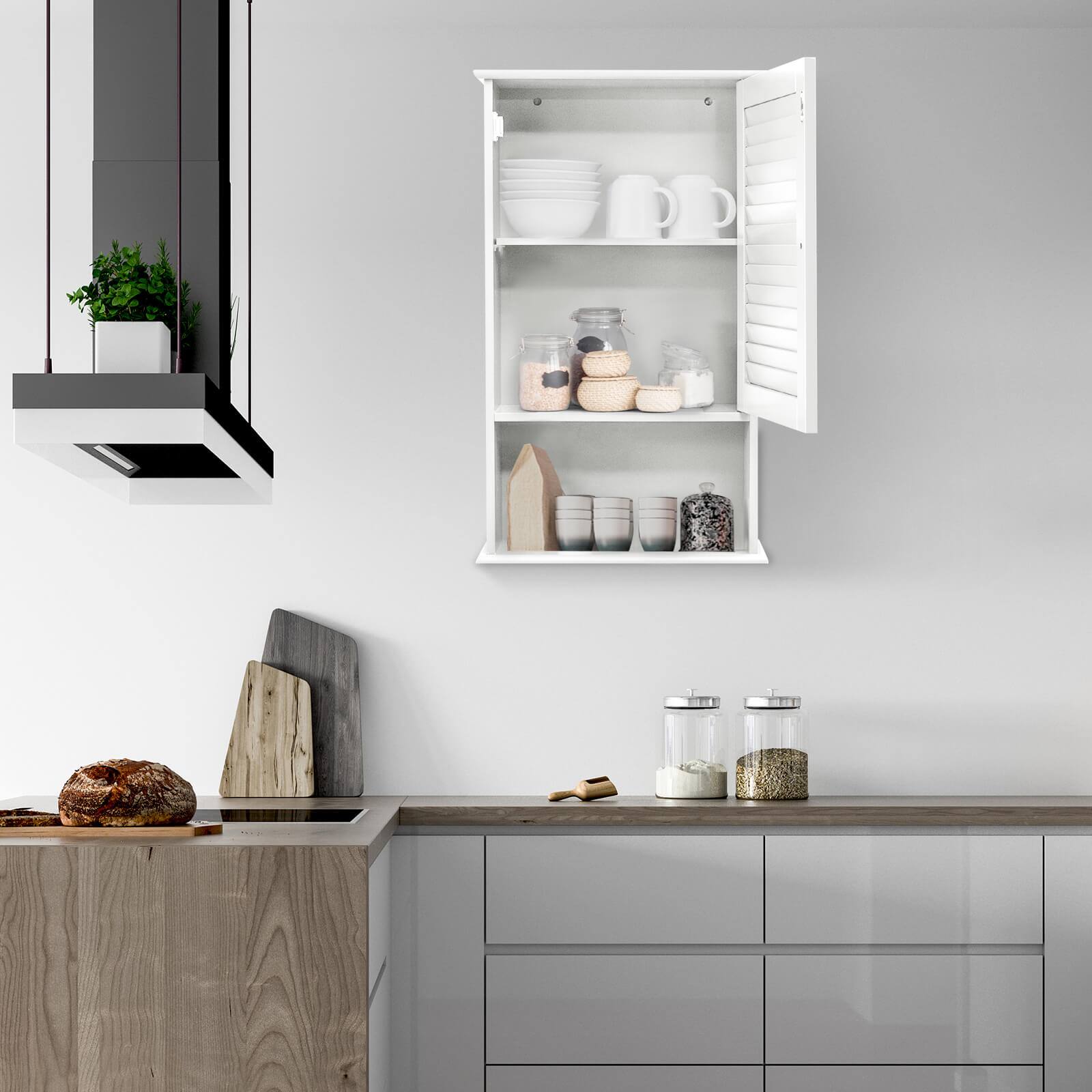 Alt View 2. SlickBlue - Wall-Mounted Bathroom Storage Cabinet for Shelving and Organization - White.